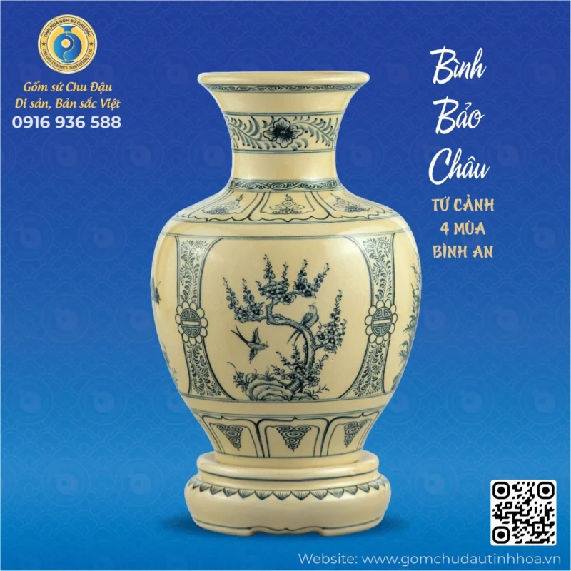 Bình Bảo Châu Họa Tiết Tứ Cảnh