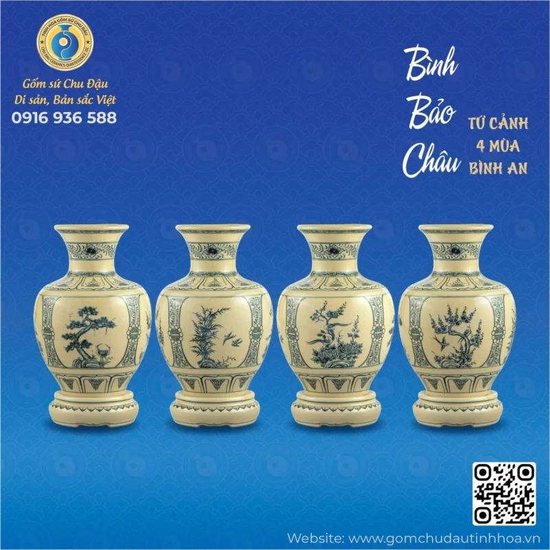 Bình Bảo Châu Họa Tiết Tứ Cảnh