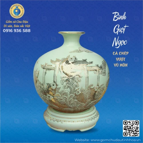 binh_giot_ngoc-07_e165a2a94b6249649ebee02a7865f346_master Bình Giọt Ngọc Họa Tiết Cá Chép Vượt Vũ Môn Men Xanh Ngọc