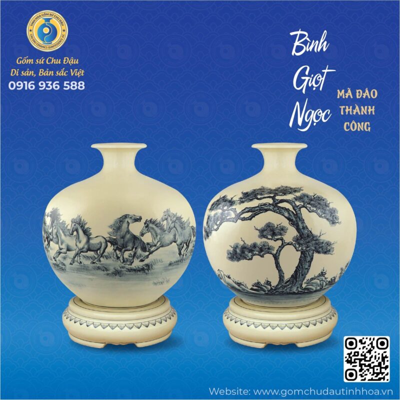 Bình Giọt Ngọc Họa Tiết Mã Đáo Thành Công
