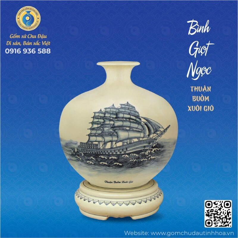 Bình Giọt Ngọc Họa Tiết Thuận Buồm Xuôi Gió