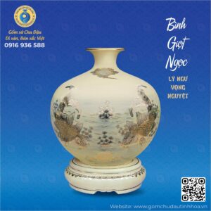 Bình Giọt Ngọc Họa Tiết Lý Ngư Vọng Nguyệt
