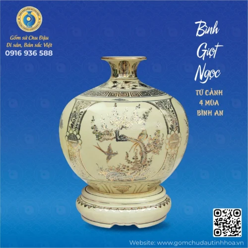 Bình Giọt Ngọc Họa Tiết Tứ Cảnh Vk