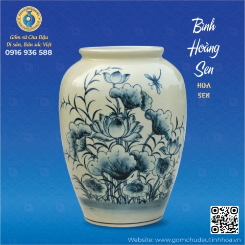 Bình Hoàng Sen Họa Tiết Hoa Sen