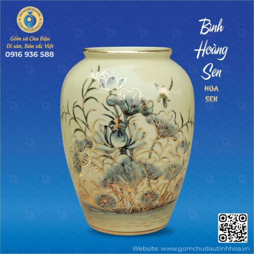 Bình Hoàng Sen Họa Tiết Hoa Sen Vk