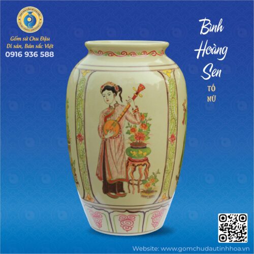 Bình Hoàng Sen Họa Tiết Tố Nữ