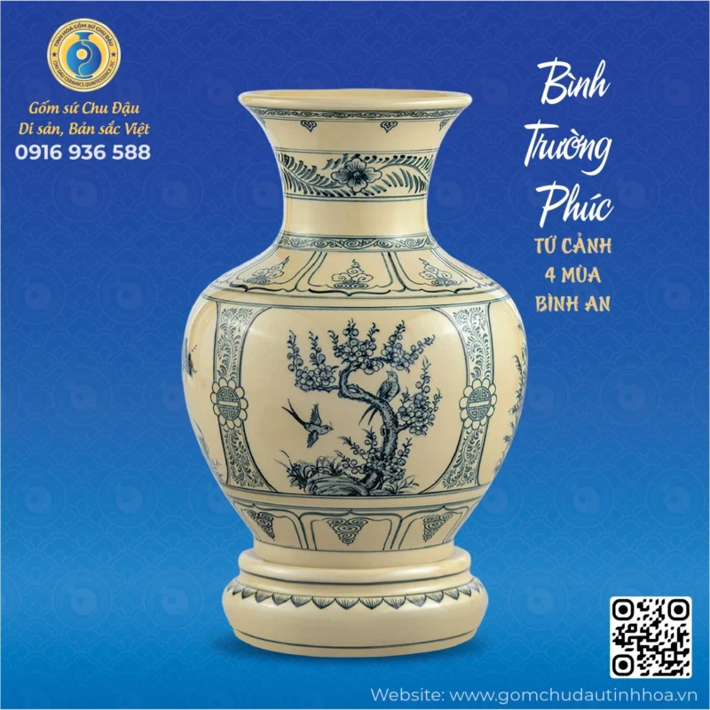 Bình Trường Phúc Họa Tiết Tứ Cảnh