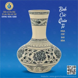 Bình Cúc Quân Tử Họa Tiết Hoa Cúc Đại Đóa