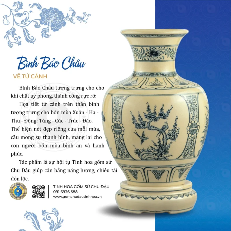Bình Bảo Châu Họa Tiết Tứ Cảnh