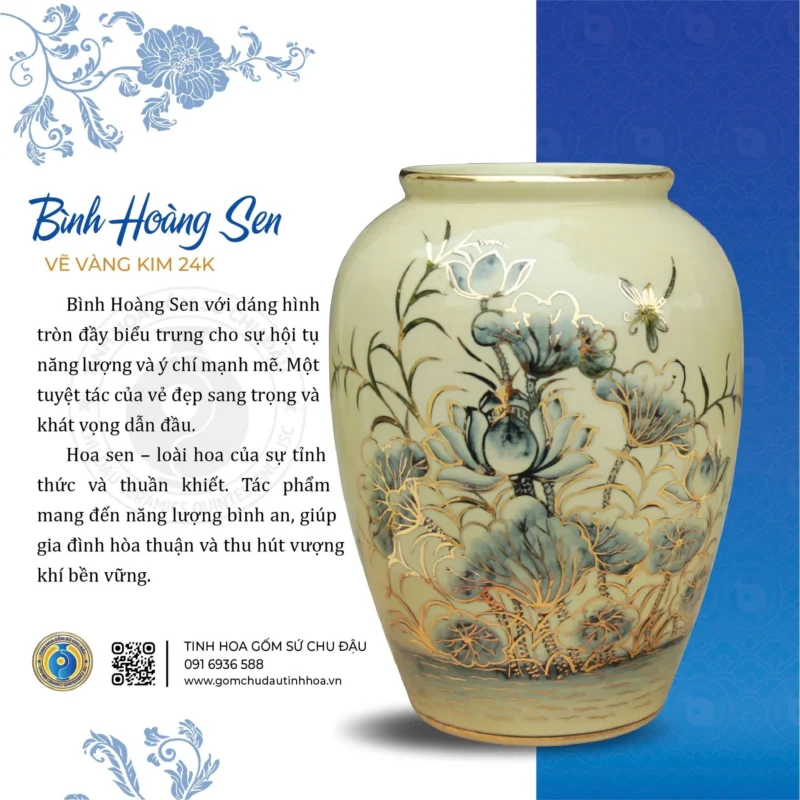 Bình Hoàng Sen Họa Tiết Hoa Sen Vk