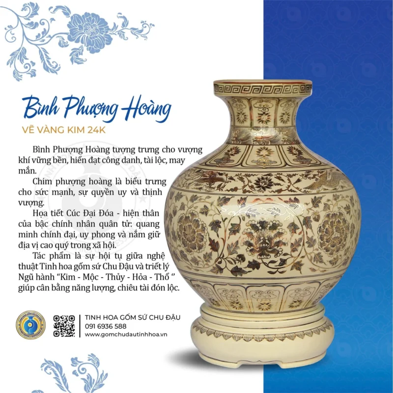 Bình Phượng Hoàng Họa Tiết Hoa Cúc Đại Đóa Vk