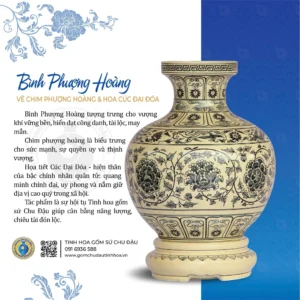 Bình Phượng Hoàng Họa Tiết Hoa Cúc Đại Đóa