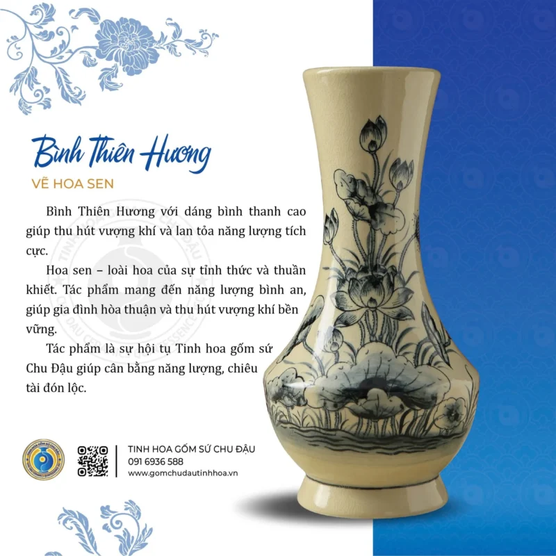 Bình Thiên Hương Họa Tiết Hoa Sen