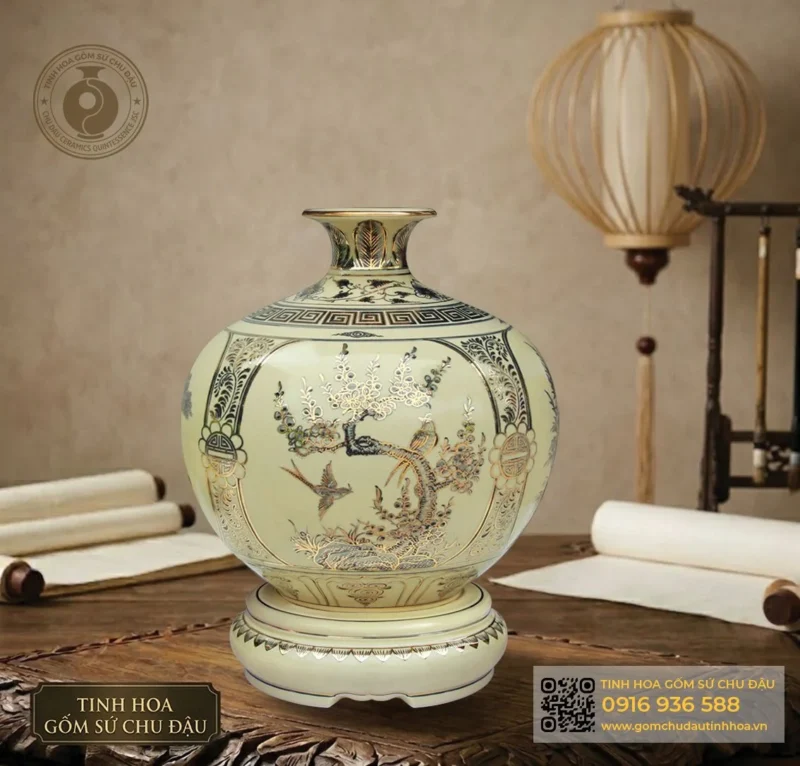 Bình Giọt Ngọc Họa Tiết Tứ Cảnh Vk