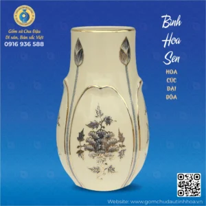 Bình Hoa Sen Họa Tiết Hoa Cúc Đại Đóa Vk