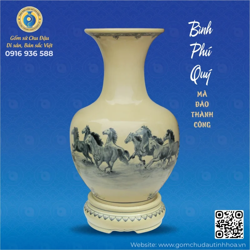 Bình Phú Quý Họa Tiết Mã Đáo Thành Công
