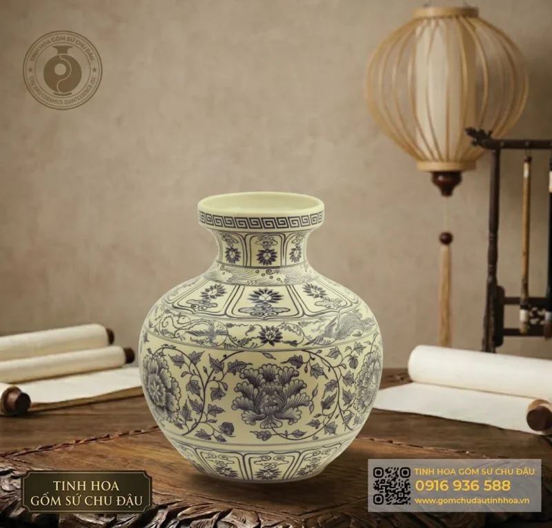 Bình Phượng Hoàng Họa Tiết Hoa Cúc Đại Đóa