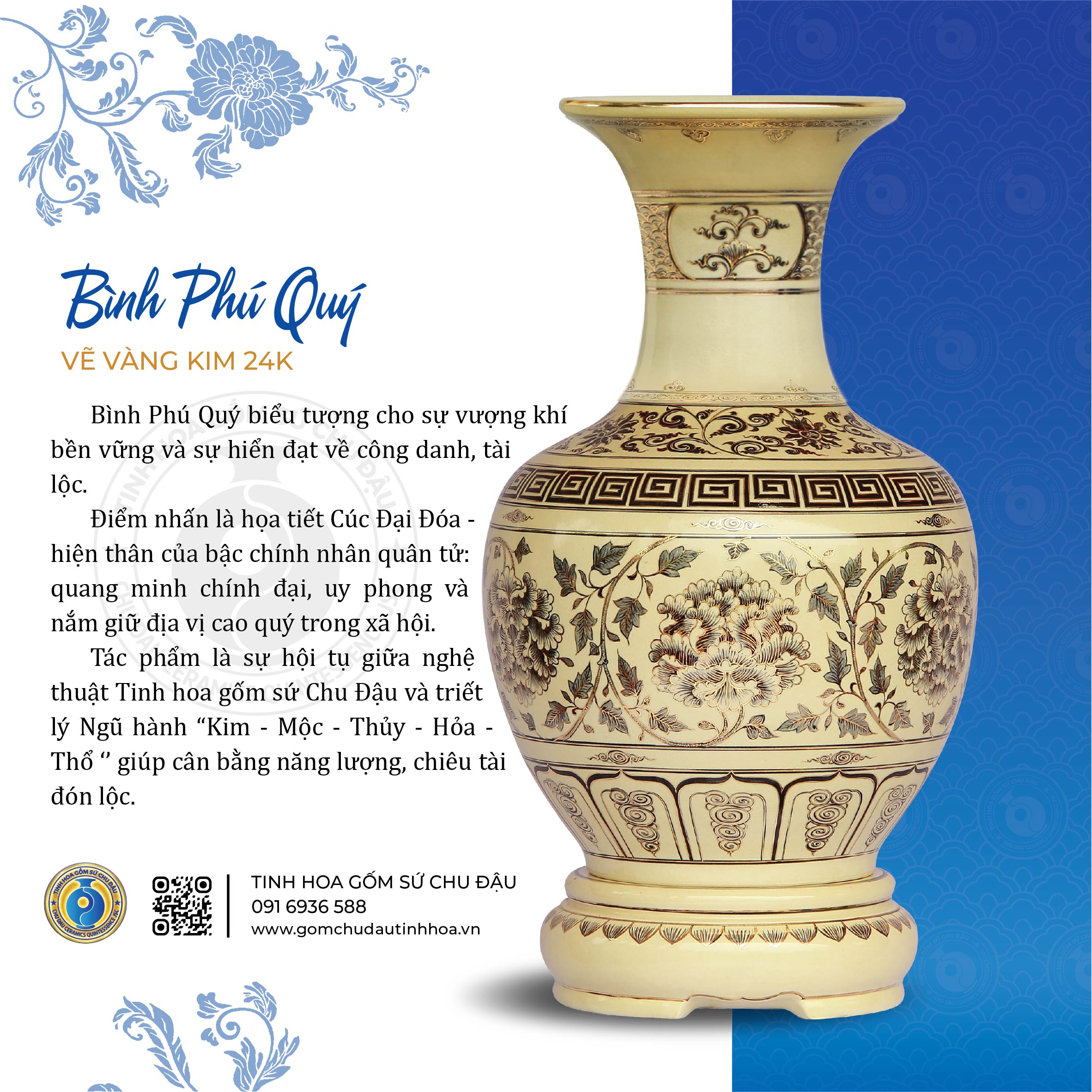 BÌNH PHÚ QUÝ AN KHANG GỐM CHU ĐẬU - Ảnh 3