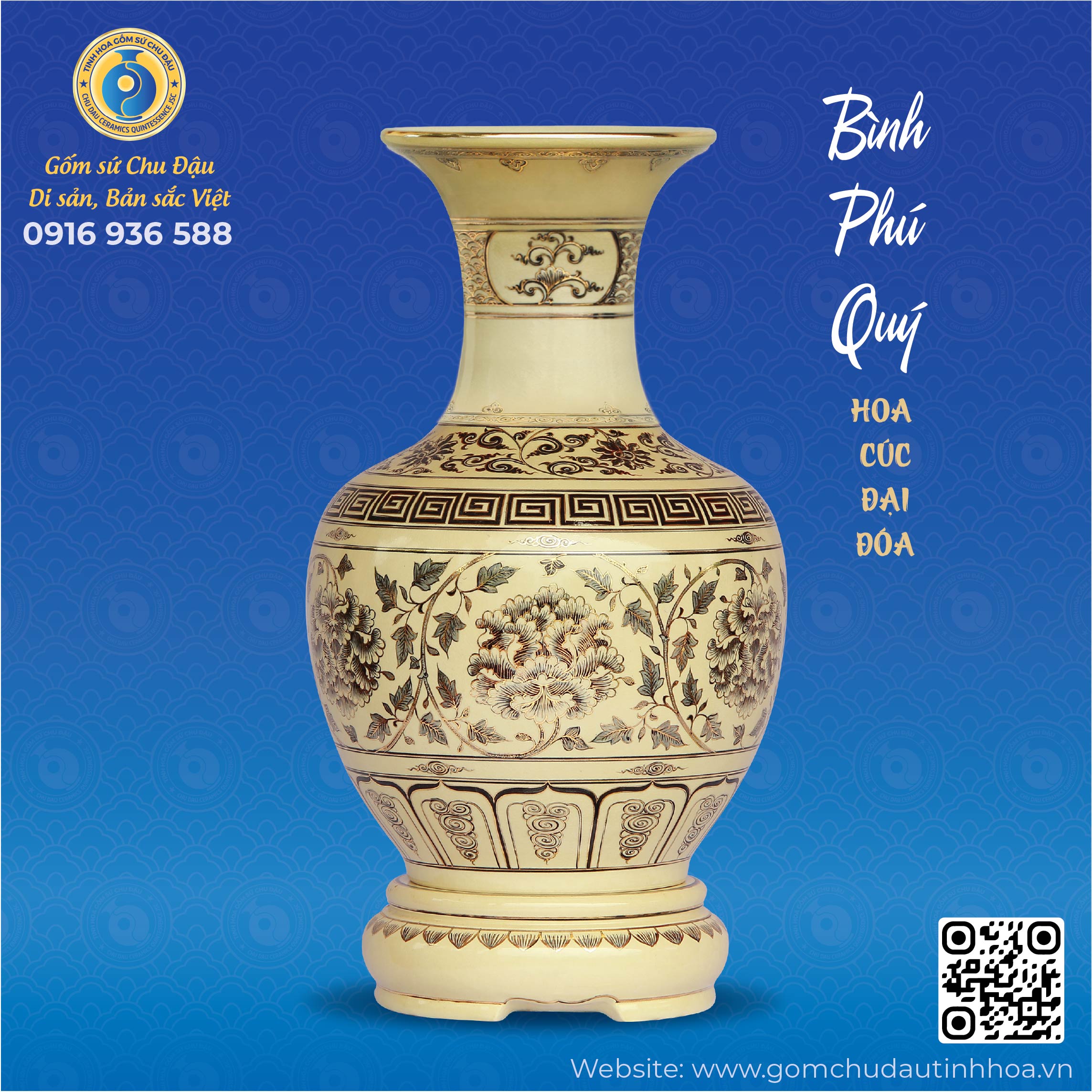 BÌNH PHÚ QUÝ AN KHANG GỐM CHU ĐẬU