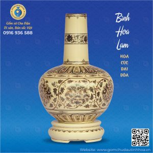 BÌNH HOA LAM GỐM CHU ĐẬU VẼ VÀNG KIM