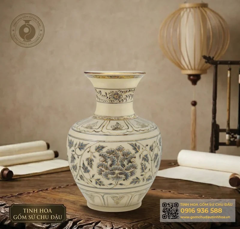 Bình Bảo Châu Họa Tiết Hoa Phù Dung Vk