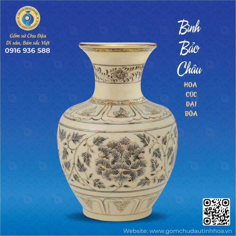 Bình Bảo Châu Họa Tiết Hoa Phù Dung Vk