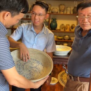 nguyenvandong_gomchudau_6 Bình Hút Lộc Phú Quý Gốm Chu Đậu Vẽ Tùng Hạc Diên Niên (Kèm Kỷ)